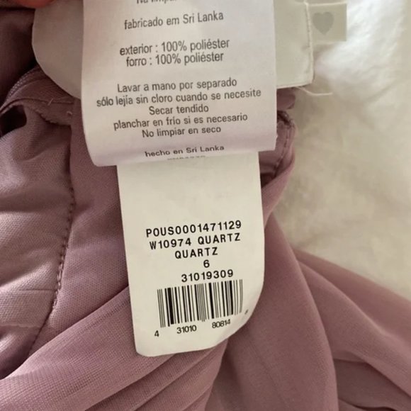 David's Bridal Quartz Long Mesh Criss Cross Back Bridesmaid Dress - Picture 8 of 13